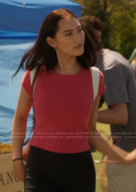 Belly's pink ringer tee on The Summer I Turned Pretty