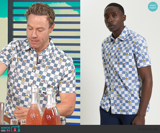 Ben Sherman Chequerboard Print Shirt worn by Paul Zhan on Access Hollywood