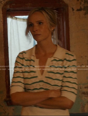Bess's green and white striped knit polo on We Were Liars