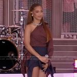 Bia’s plaid asymmetric top and skirt on Good Morning America