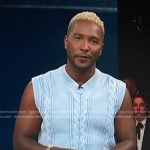 Scott’s blue cable knit vest on Access Hollywood