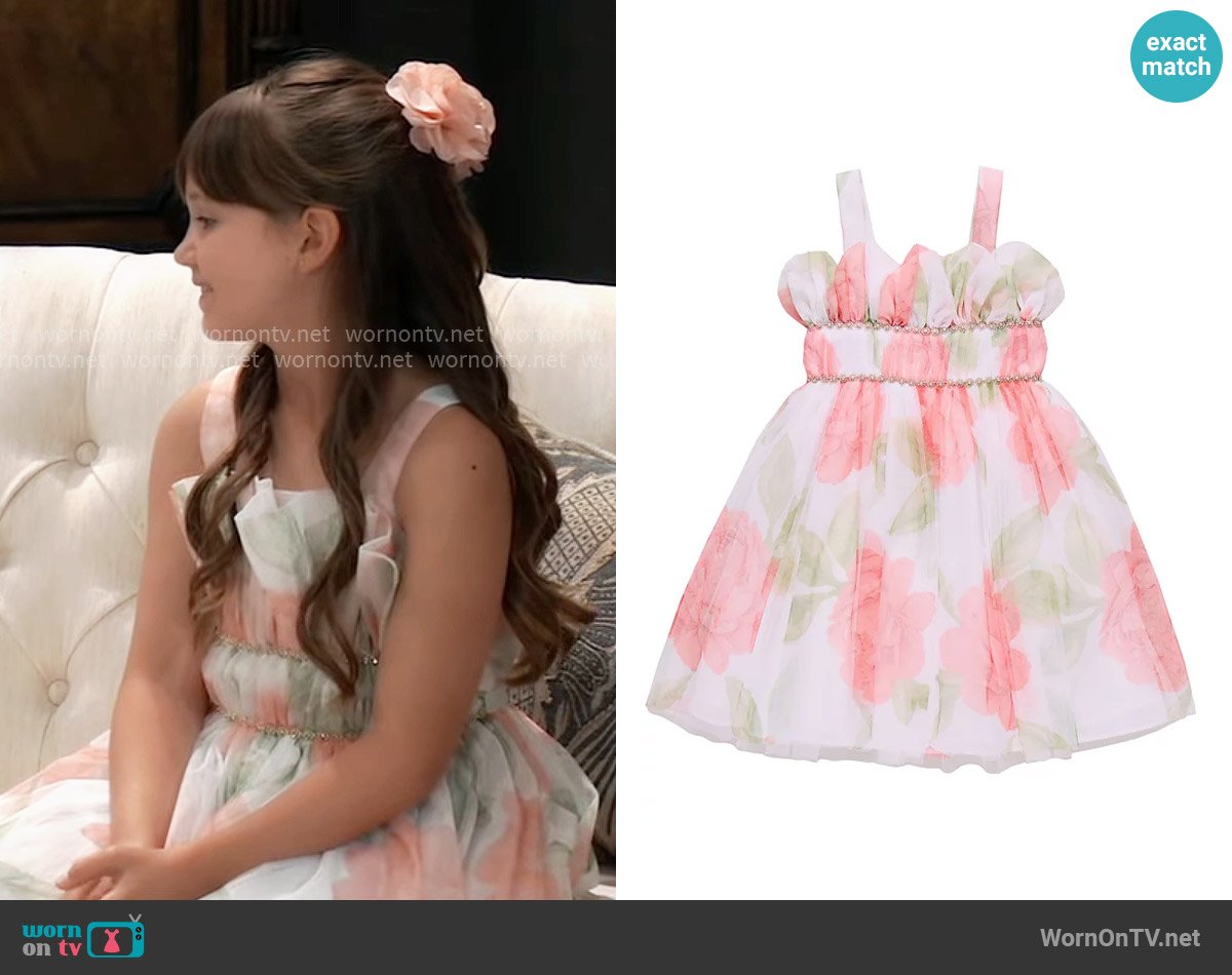 Bonnie Jean Petal Bodice Party Dress worn by Scout Quartermaine (Cosette Abinante) on General Hospital