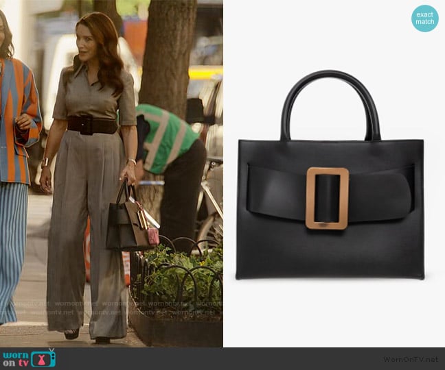 Boyy Bobby 32 Black Smooth Leather Handbag worn by Charlotte York (Kristin Davis) on And Just Like That