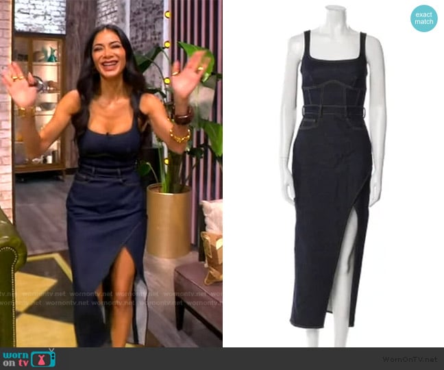 Brandon Maxwell Square Neckline Long Dress worn by Nicole Scherzinger on The View