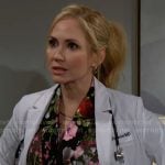 Bridget’s floral tie-neck blouse on The Bold and the Beautiful