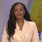 Brittany’s beige pleated blazer dress on Good Morning America
