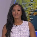 Brittany Bell’s tweed button front mini dress on Good Morning America
