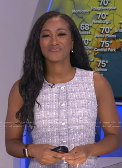 Brittany Bell’s tweed button front mini dress on Good Morning America