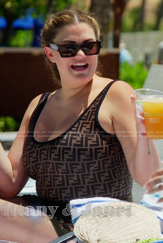 Brittany's fendi logo swimsuit on The Valley