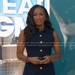 Brittany’s navy sleeveless button front mini dress on Good Morning America
