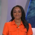 Brittany’s orange utility mini dress on Good Morning America