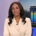 Brittany’s beige pleated blazer dress on Good Morning America