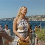 Brooke’s blue and white printed halter top and skirt set in Italy on The Bold and the Beautiful