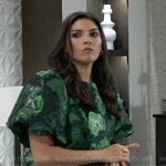 Brook Lynn’s green floral puff-sleeve top on General Hospital
