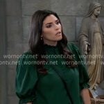 Brook Lynn’s green puff sleeve blouse on General Hospital