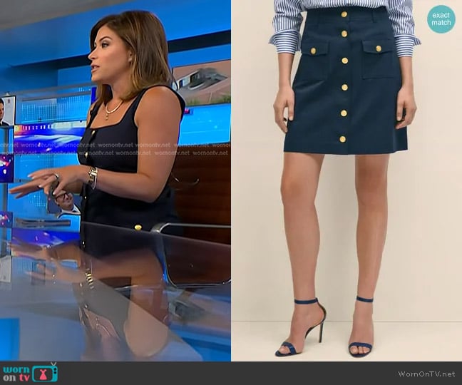 Brooks Brothers A-Line Button-Front Skirt in Cotton Faille worn by Chloe Melas on NBC News Daily