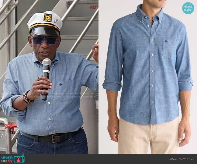 Brooks Brothers Regular Fit Chambray Button-Down Shirt worn by Al Roker on Today
