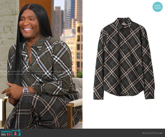 Burberry Check Wool-Blend Shirt in Snug Check worn by Law Roach on Good Morning America