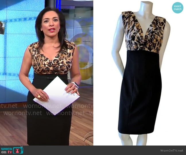 Cache Cheetah Print Empire Dress worn by Michelle Miller on CBS Mornings