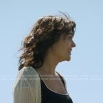 Cadence’s black contrast trim square neck top on We Were Liars