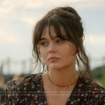 Cadence’s black floral print romper on We Were Liars