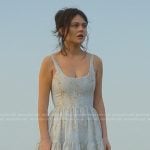Cadence’s blue floral sleeveless mini dress on We Were Liars