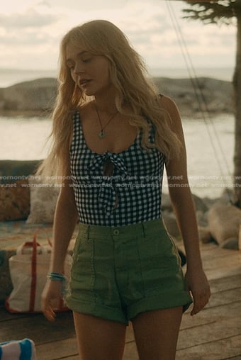 Cadence’s black gingham check swimsuit on We Were Liars