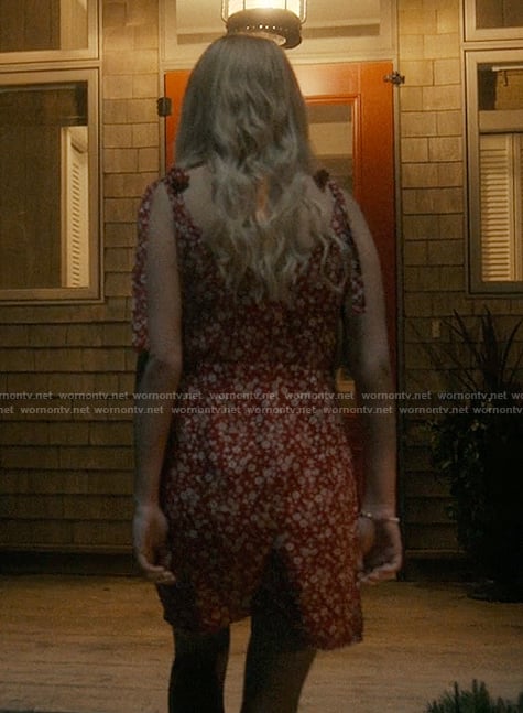 Cadence’s red floral print mini dress on We Were Liars