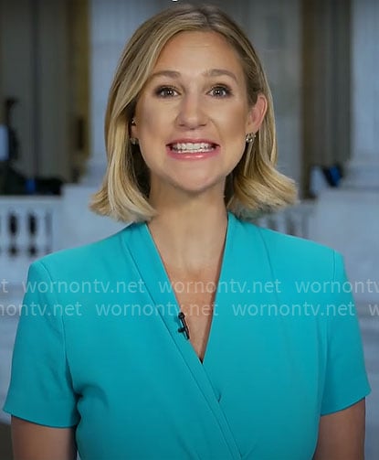 Caitlin Huey-Burns' blue short-sleeve dress on CBS Mornings