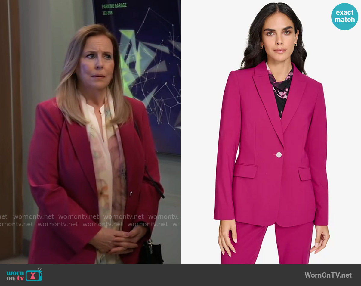 Calvin Klein One-Button Blazer worn by Laura Collins (Genie Francis) on General Hospital