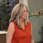 Carly’s red sleeveless button down top on General Hospital