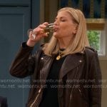 Carol’s burgundy leather moto jacket on Leanne
