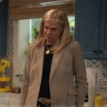 Carol’s beige pinstripe coat on Leanne