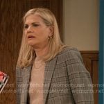 Carol’s plaid blazer on Leanne