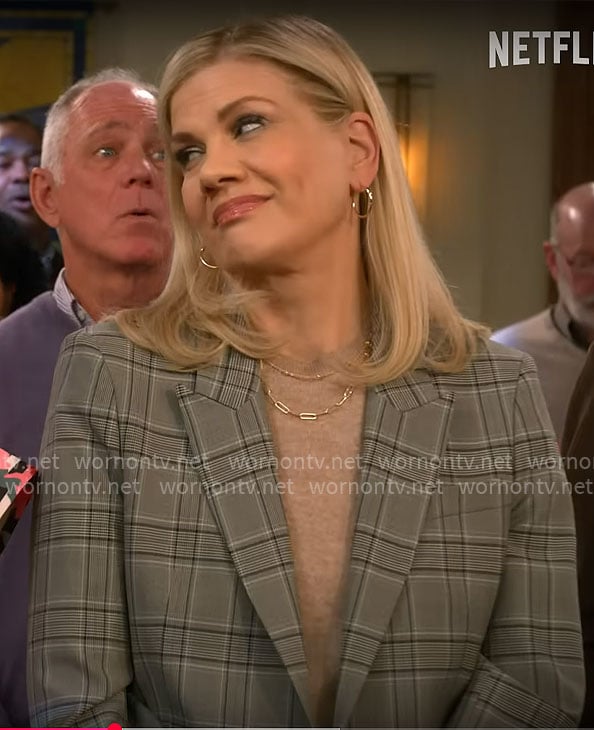 Carol's plaid blazer on Leanne