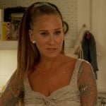 Carrie’s mixed media lace dress on And Just Like That