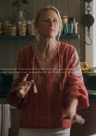 Carrie's red embroidered blouse on We Were Liars