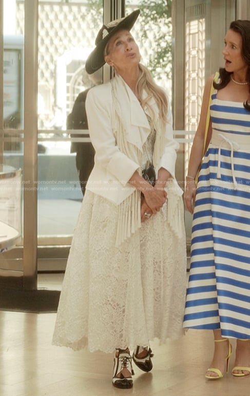 Carrie’s white lace dress on And Just Like That