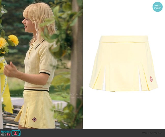 Casablanca Logo-embroidered pleated miniskirt worn by Mirren Sinclair Sheffield (Esther McGregor) on We Were Liars