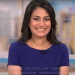 Dr. Celine Gounder’s purple short sleeve dress on CBS Mornings