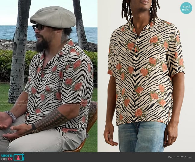 Celine Homme Camp-Collar Printed Silk Crepe de Chine Shirt worn by Jason Momoa on Today