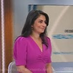 Celine Gounder’s magenta v-neck dress on CBS Mornings