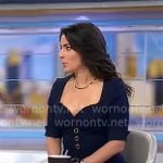 Celine Gounder’s navy button detail dress on CBS Mornings