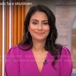 Celine Gounder’s magenta v-neck dress on CBS Mornings