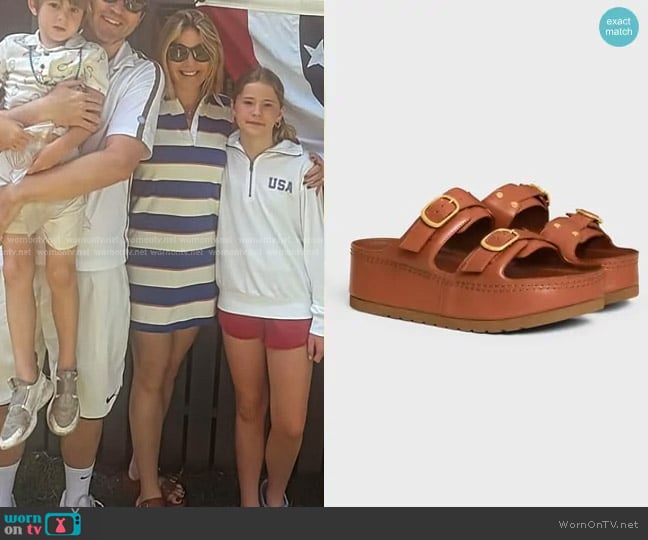 Celine Polly Wedge Mule in Calfskin worn by Jenna Bush Hager on Today