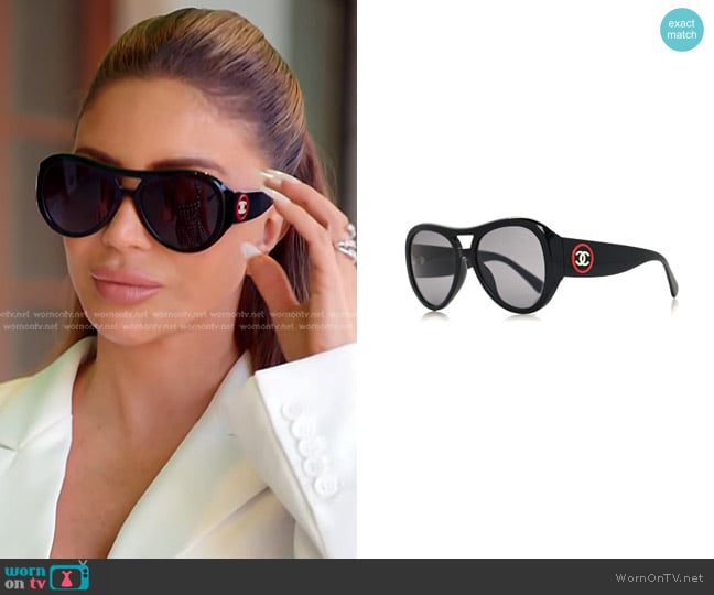 Chanel Acetate CC Pilot Sunglasses worn by Larsa Pippen (Larsa Pippen) on The Real Housewives of Miami