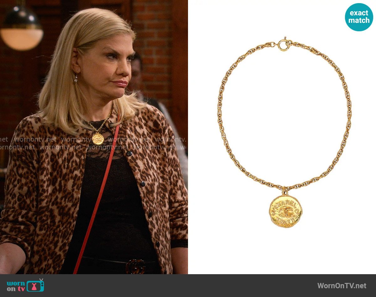 Chanel Coco Pendant Necklace worn by Carol (Kristen Johnston) on Leanne
