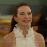 Charlotte’s white ruffle front dress on And Just Like That
