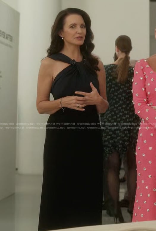 Charlotte’s black halter neck dress on And Just Like That