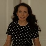Charlotte’s black polka dot print tee on And Just Like That